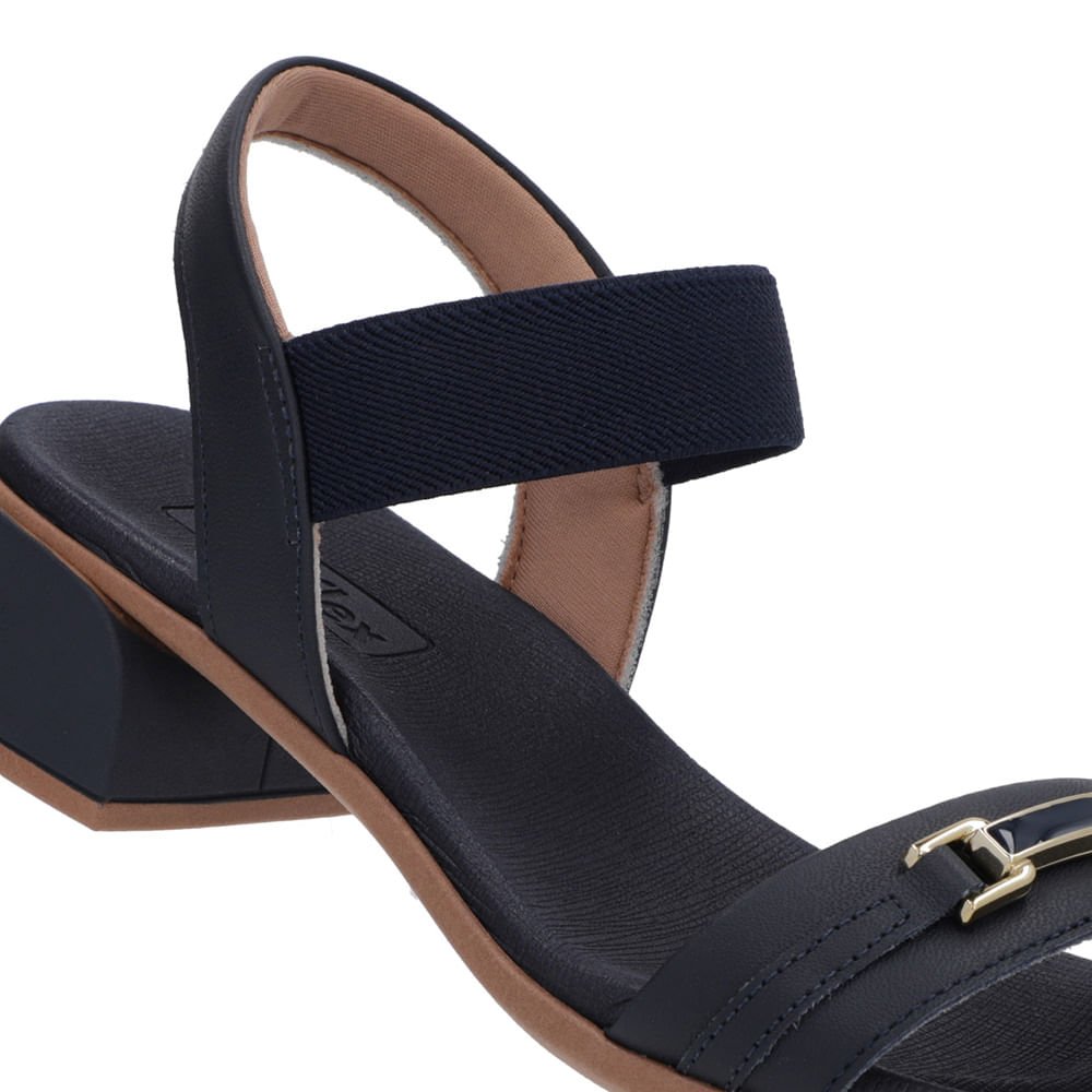 Sandália Bico Quadrado Couro Azul Elástico Azul 4