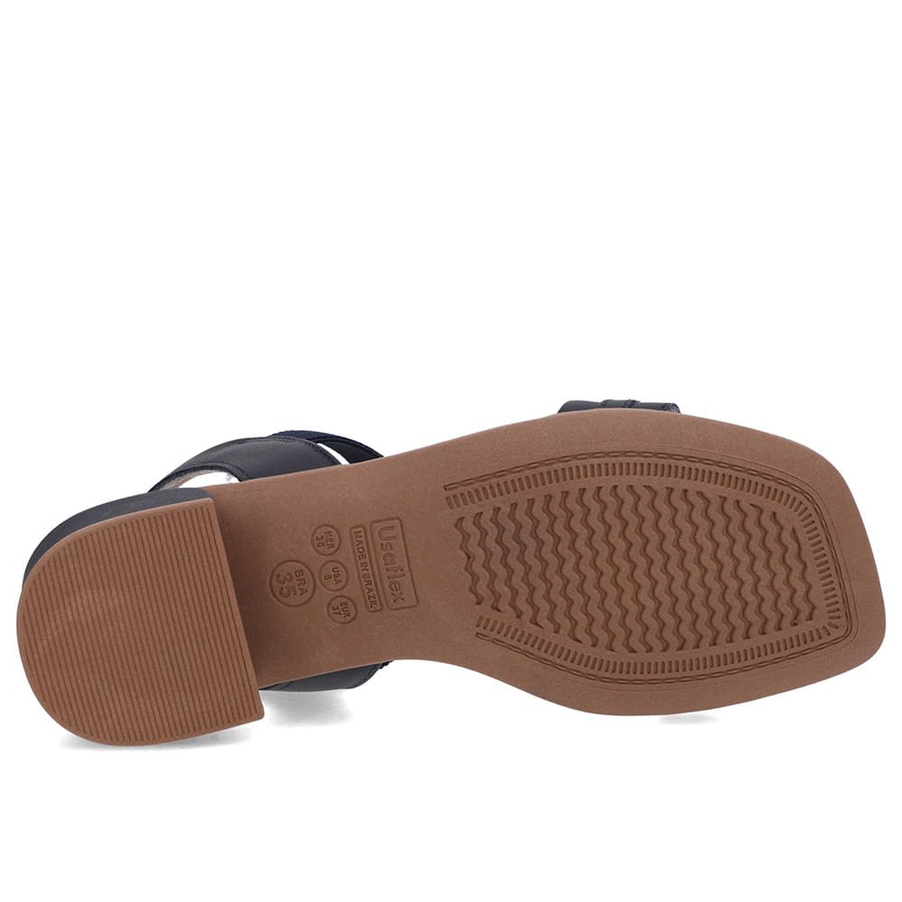 Sandália Bico Quadrado Couro Azul Elástico Azul 5