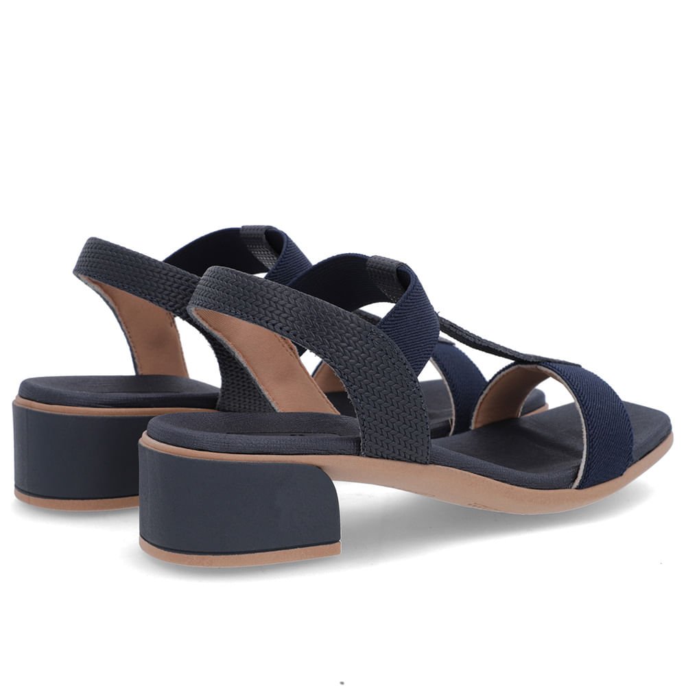 Sandália Salto Bloco Couro Azul Elástico Azul 3