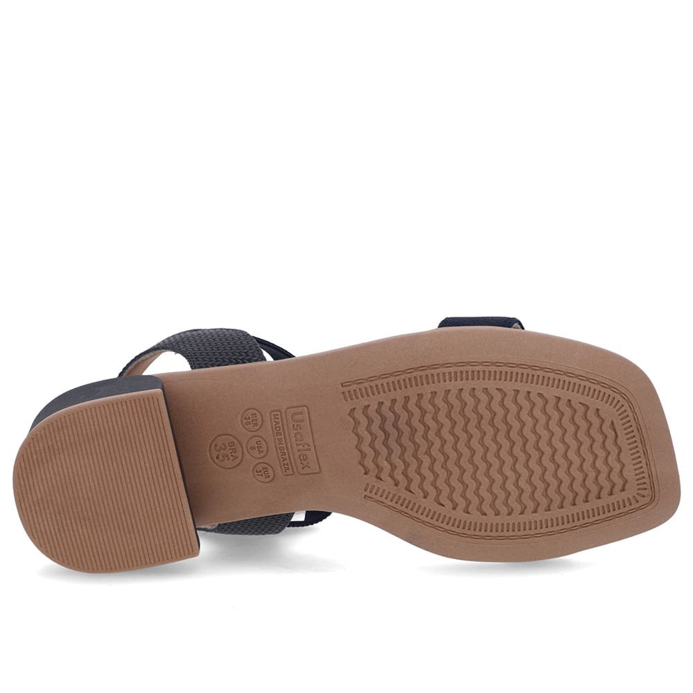 Sandália Salto Bloco Couro Azul Elástico Azul 5