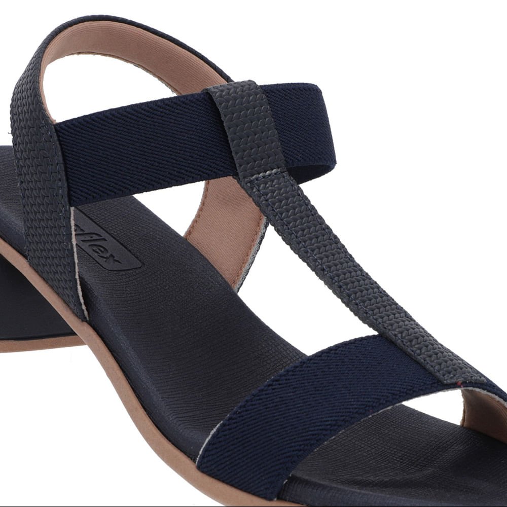 Sandália Salto Bloco Couro Azul Elástico Azul 4