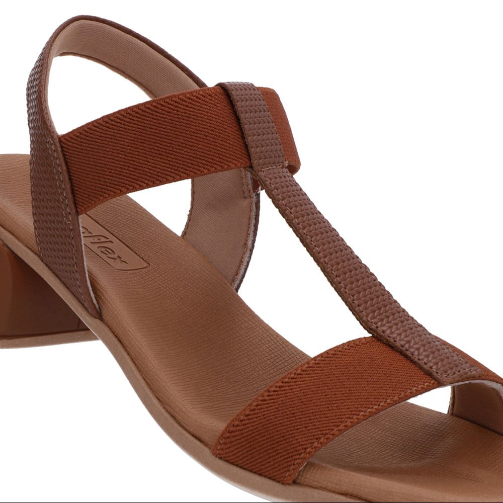 Sandália Salto Bloco Couro Marrom Canela Elástico Marrom 4