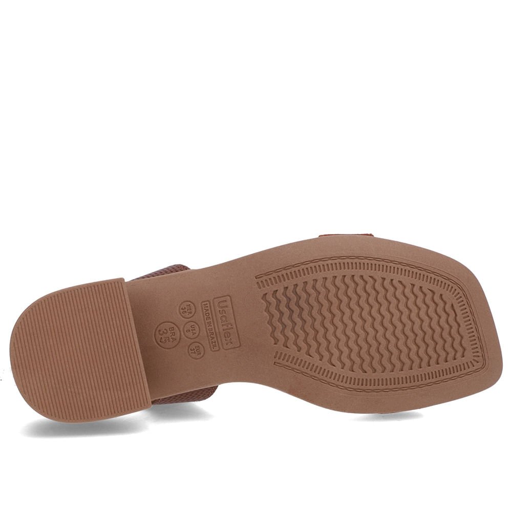 Sandália Salto Bloco Couro Marrom Canela Elástico Marrom 5