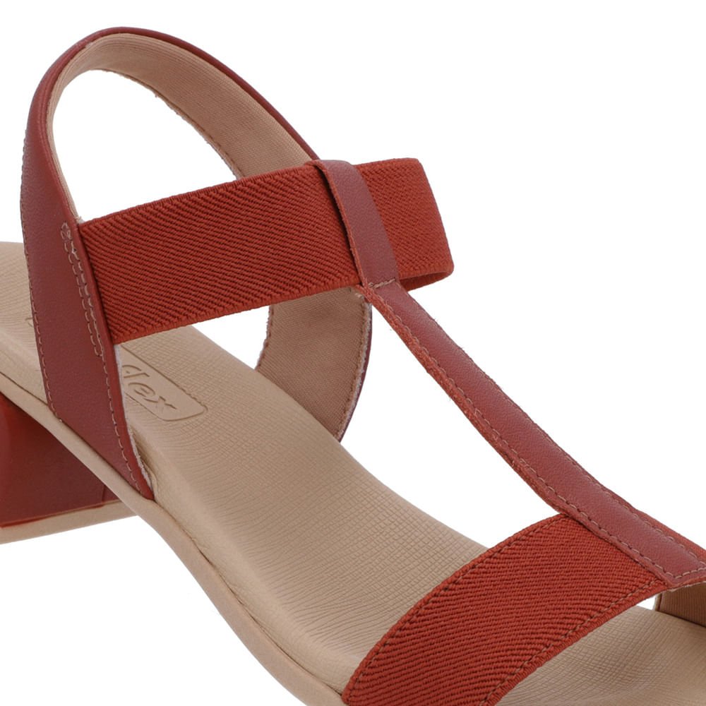 Sandália Salto Bloco Couro Marrom Elástico Marrom 4