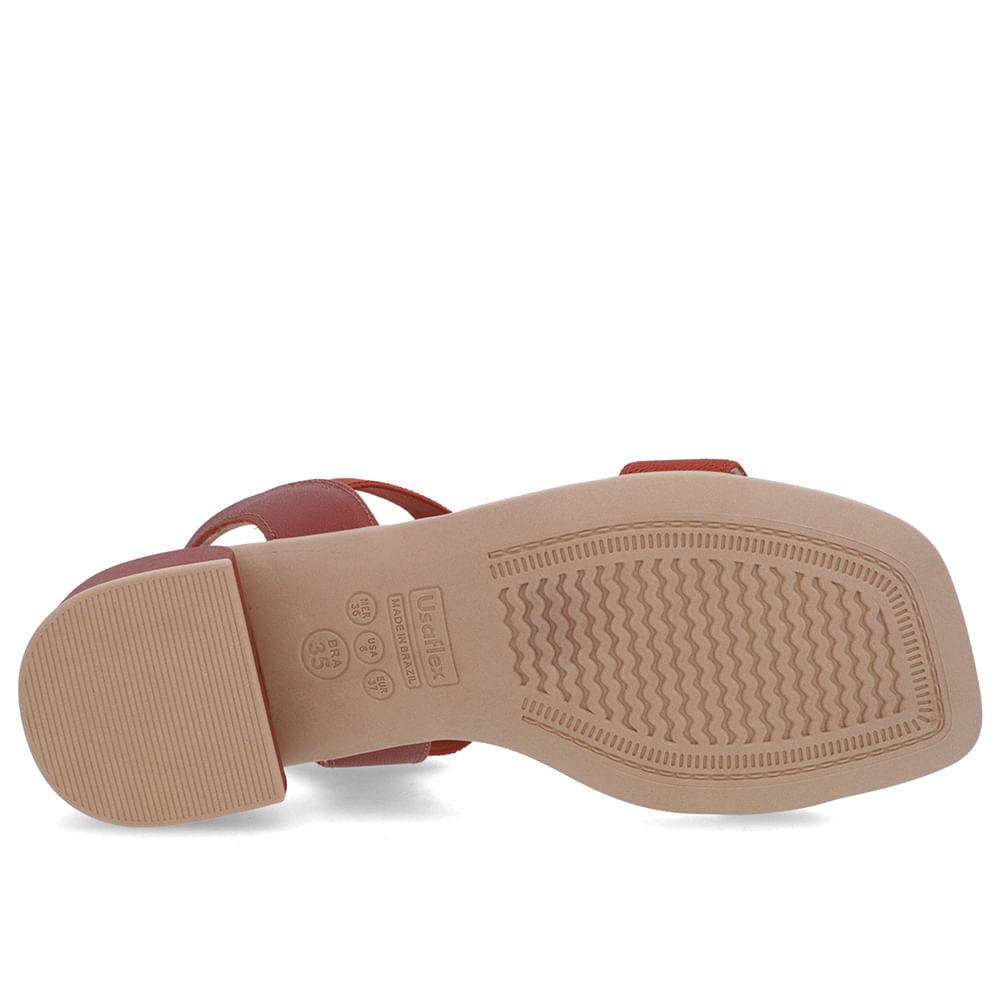 Sandália Salto Bloco Couro Marrom Elástico Marrom 5