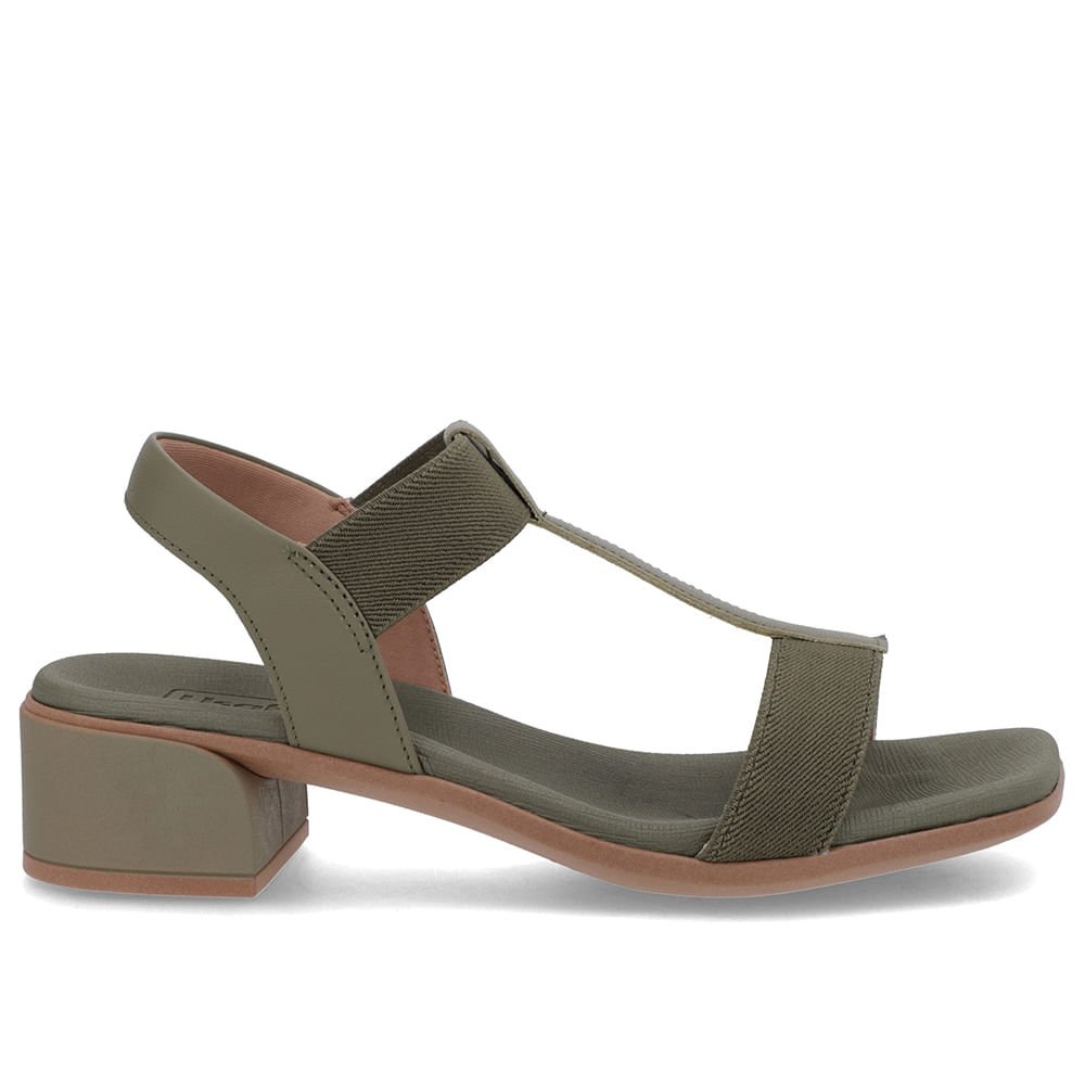 Sandália Salto Bloco Couro Verde Elástico