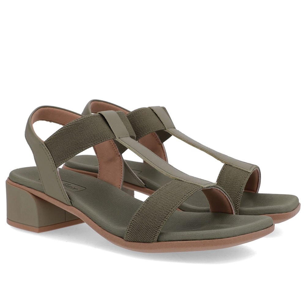 Sandália Salto Bloco Couro Verde Elástico Verde 2