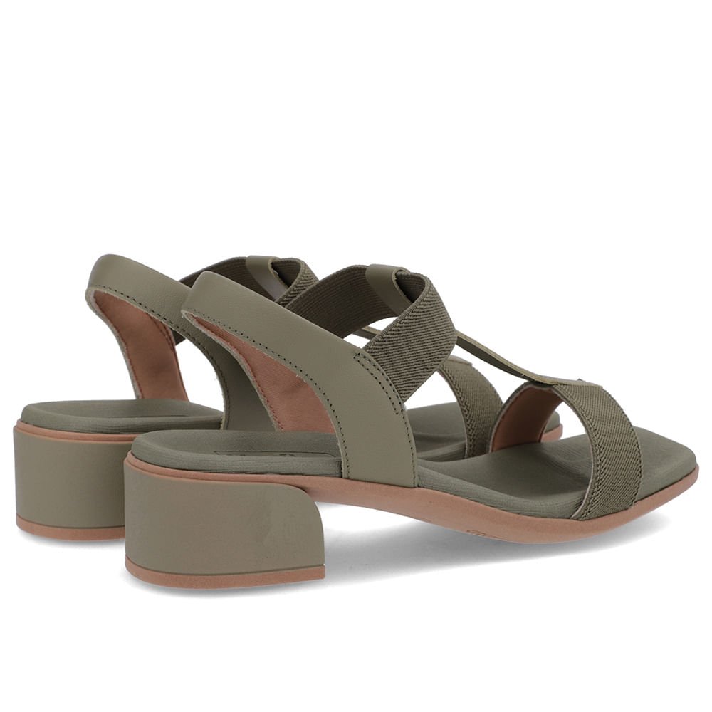 Sandália Salto Bloco Couro Verde Elástico Verde 3