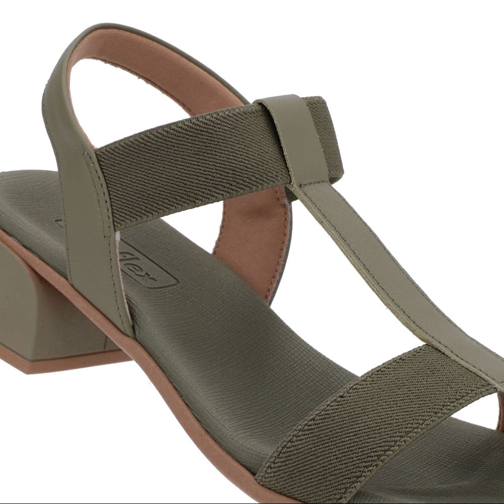 Sandália Salto Bloco Couro Verde Elástico Verde 4