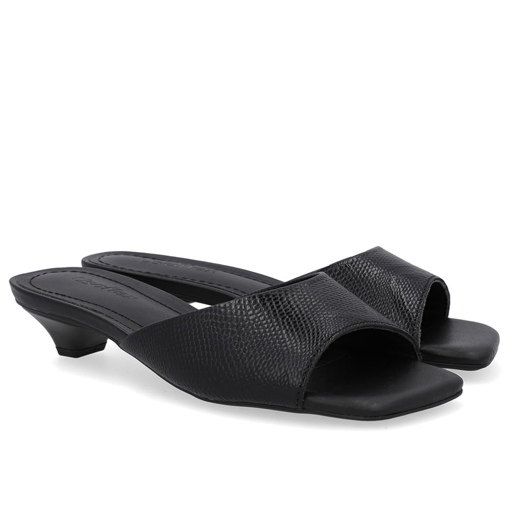 Tamanco Preto Couro Textura Preto 2