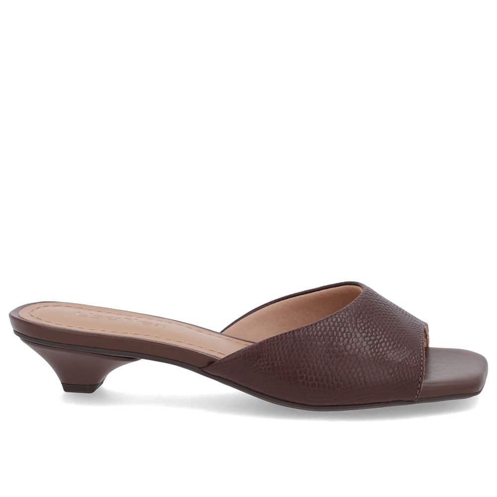 Tamanco Marrom Pinhão Couro Textura