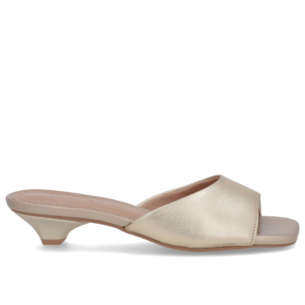 Tamanco Dourado Couro Liso