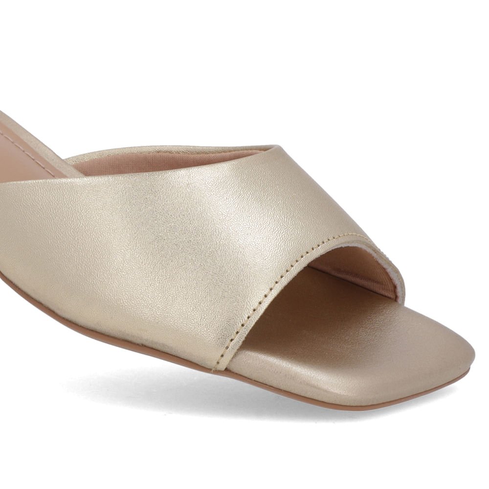 Tamanco Dourado Couro Liso Dourado 4