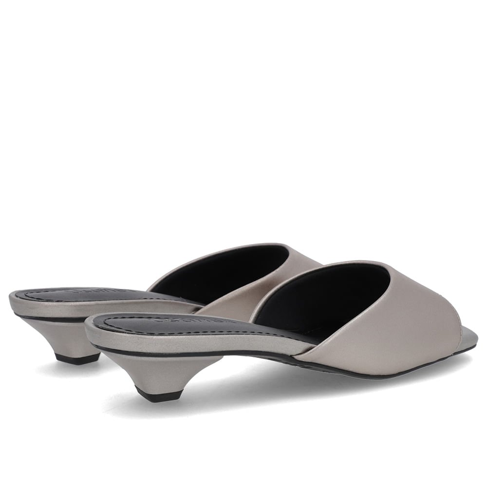 Tamanco Aço Couro Liso Cinza 3