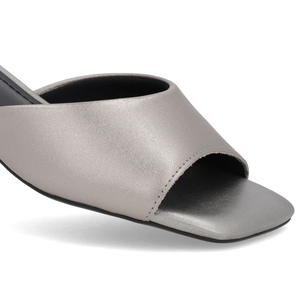 Tamanco Aço Couro Liso Cinza 4