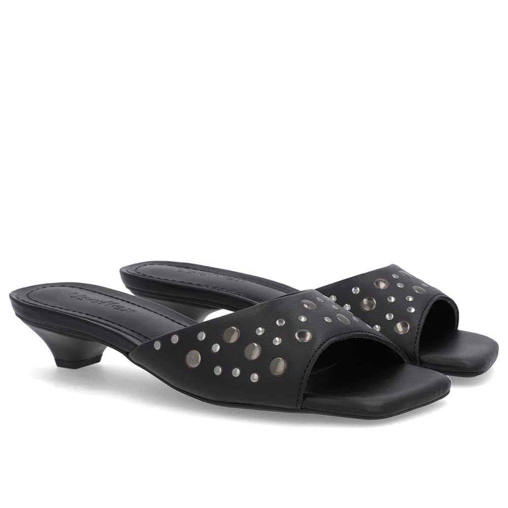 Tamanco Preto Couro Tachas Preto 2