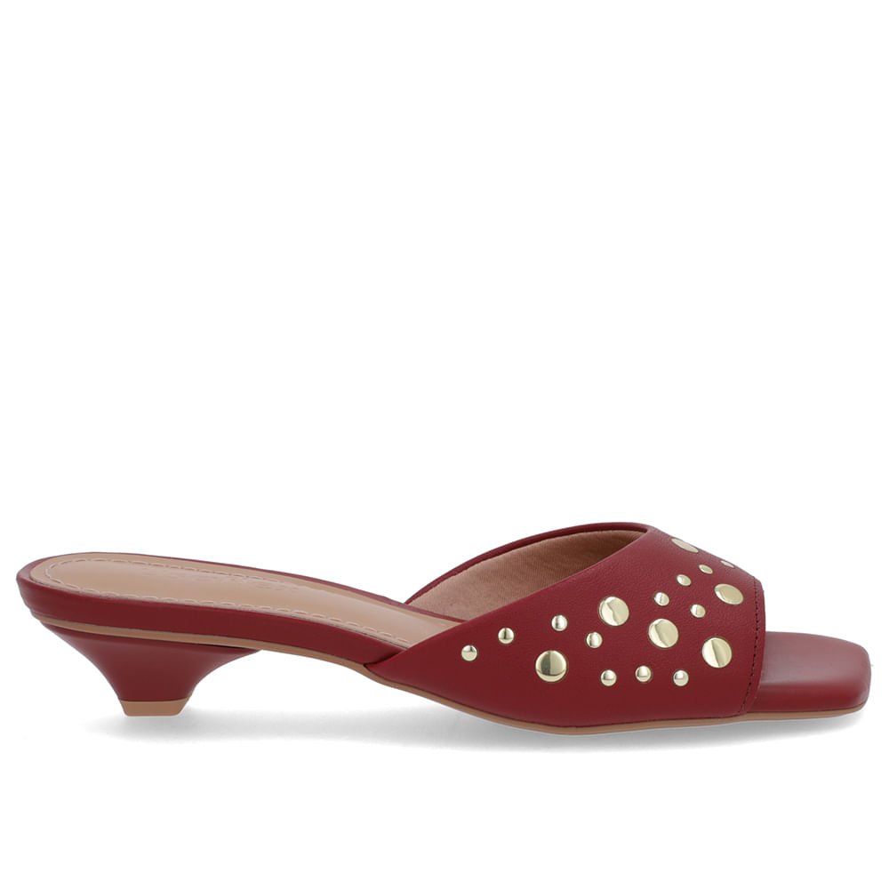 Tamanco Vermelho Couro Tachas