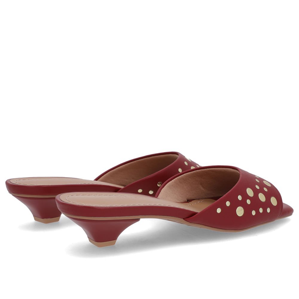 Tamanco Vermelho Couro Tachas Vermelho 3