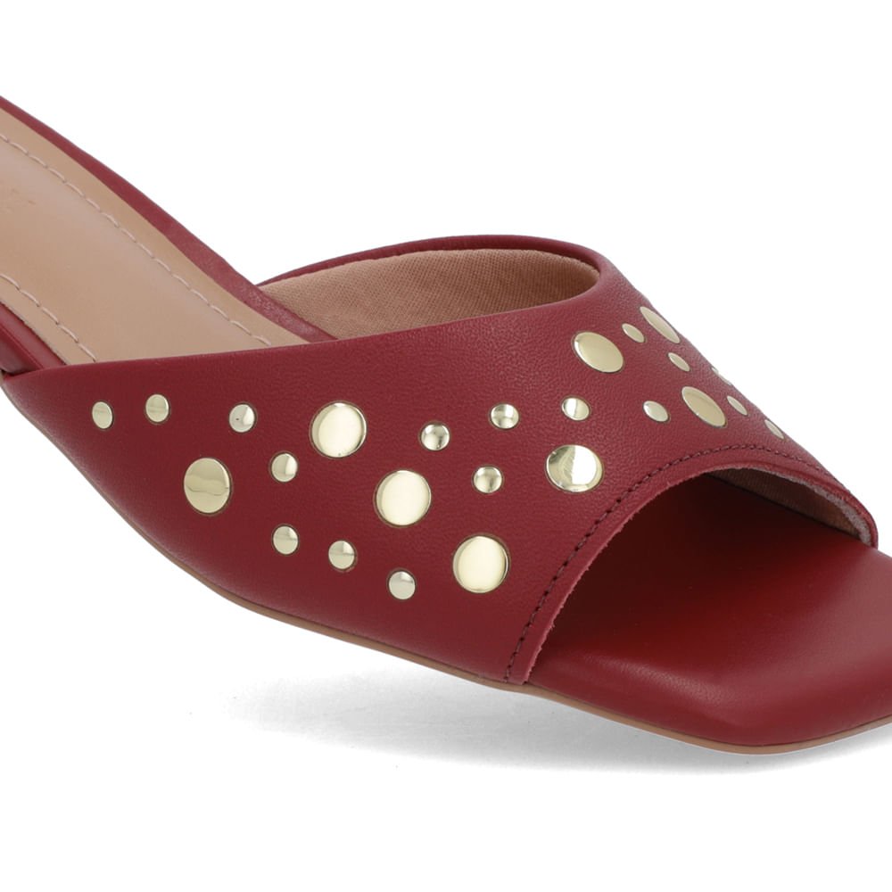 Tamanco Vermelho Couro Tachas Vermelho 4