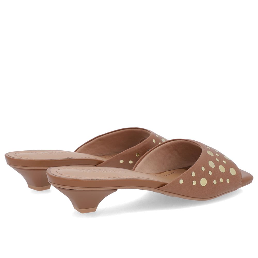 Tamanco Marrom Caramelo Couro Tachas Marrom 3