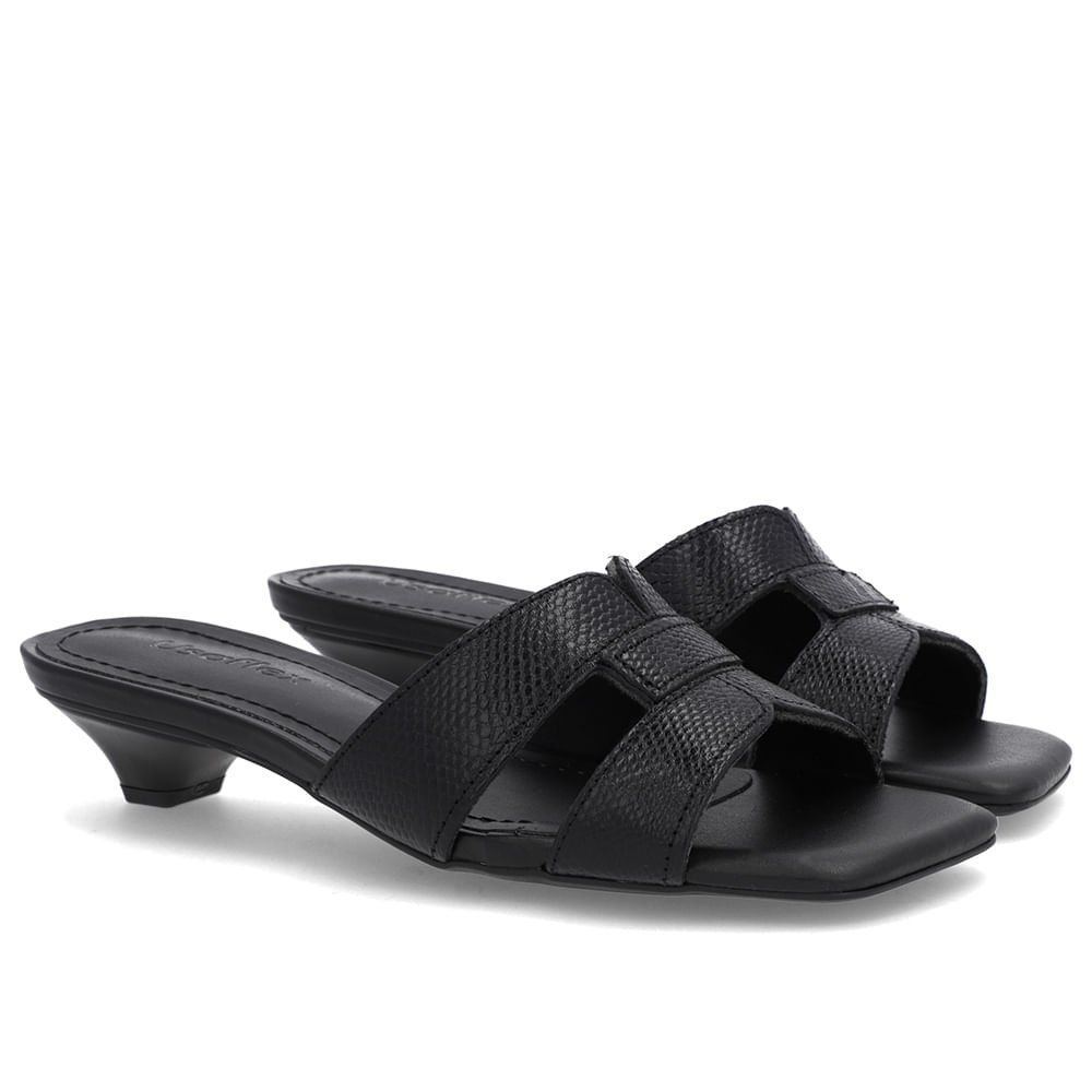 Tamanco Preto Couro Textura Preto 2