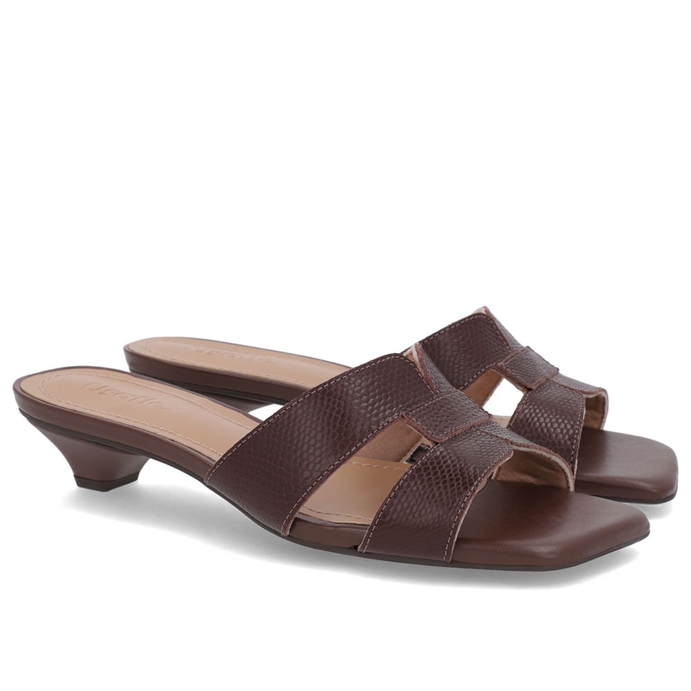 Tamanco Marrom Pinhão Couro Textura Marrom 2