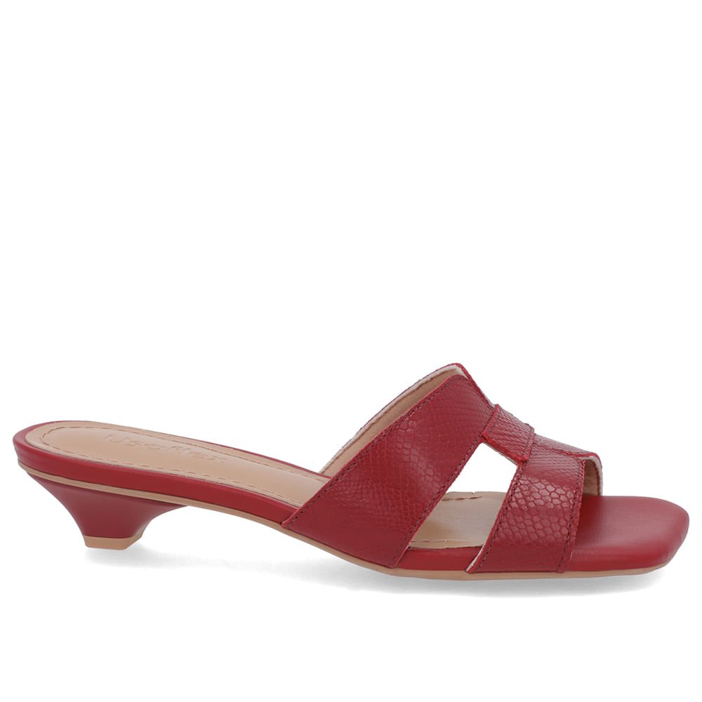 Tamanco Vermelho Couro Textura