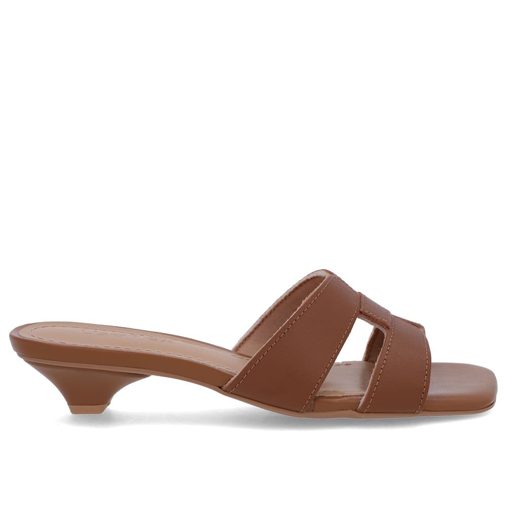 Tamanco Marrom Couro Liso