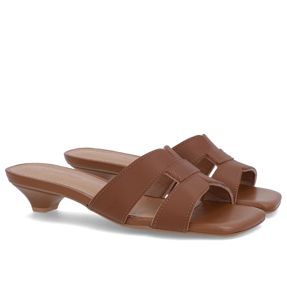 Tamanco Marrom Couro Liso Marrom 2