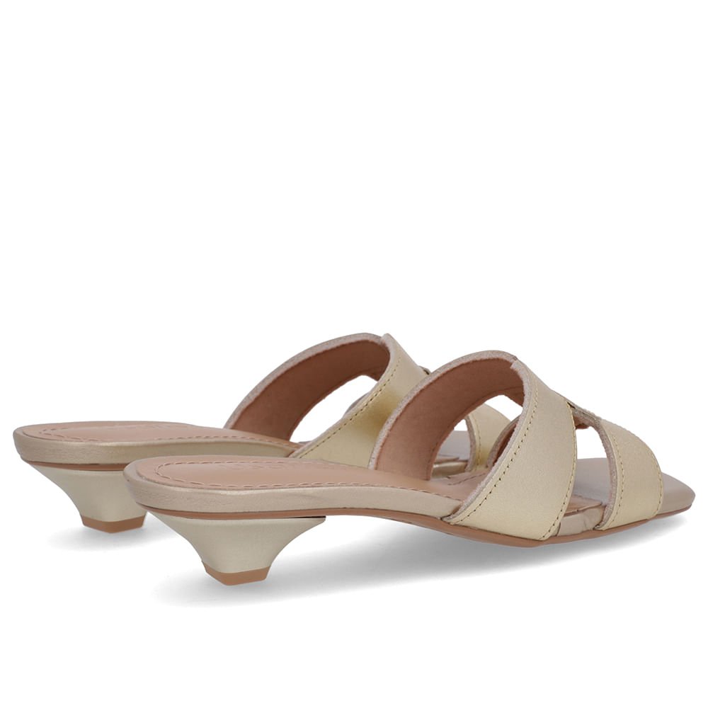 Tamanco Dourado Couro Liso Dourado 3