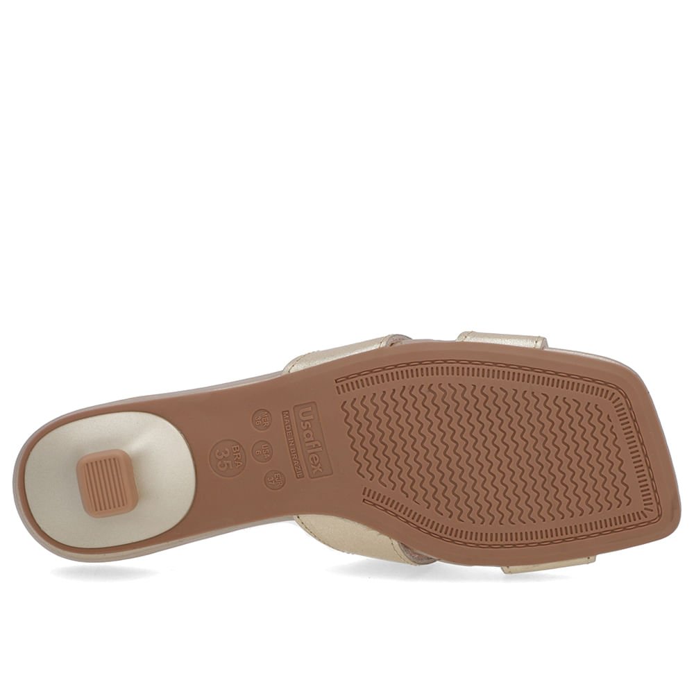 Tamanco Dourado Couro Liso Dourado 5