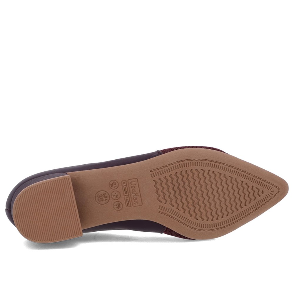 Scarpin Roxo Couro Bico Fino Lateral Tecido Roxo 5