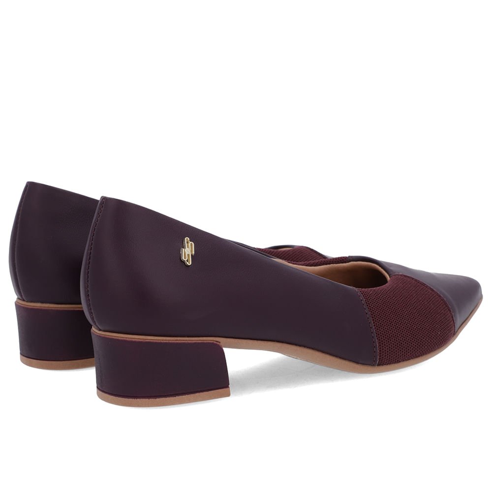 Scarpin Roxo Couro Bico Fino Lateral Tecido Roxo 3