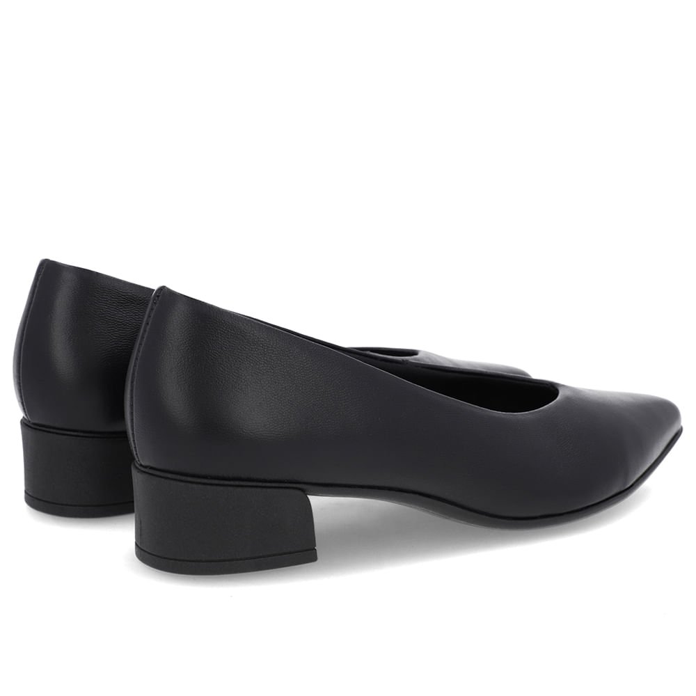 Scarpin Preto Couro Bico Fino Preto 3