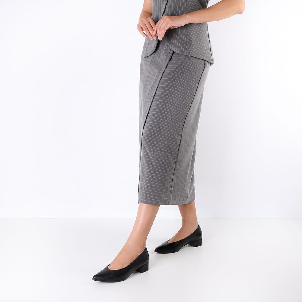 Scarpin Preto Couro Bico Fino Preto 4