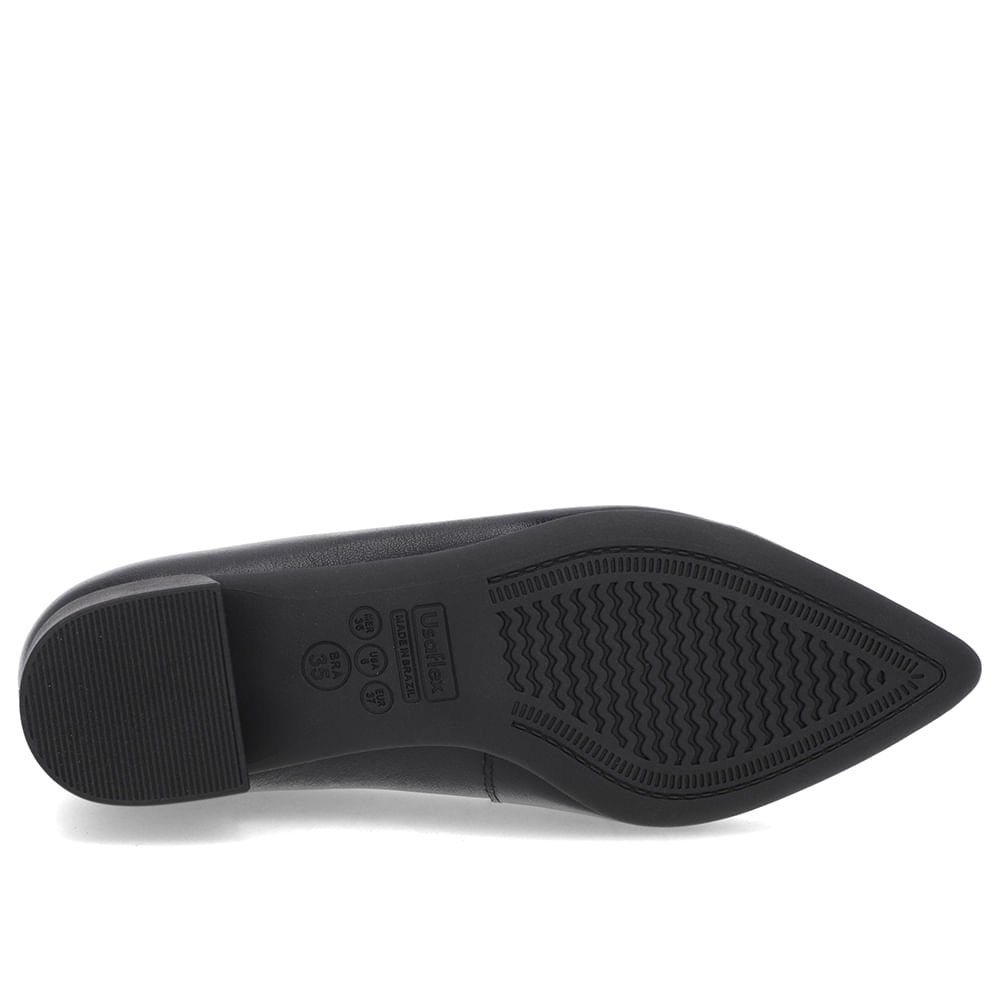 Scarpin Preto Couro Bico Fino Preto 5