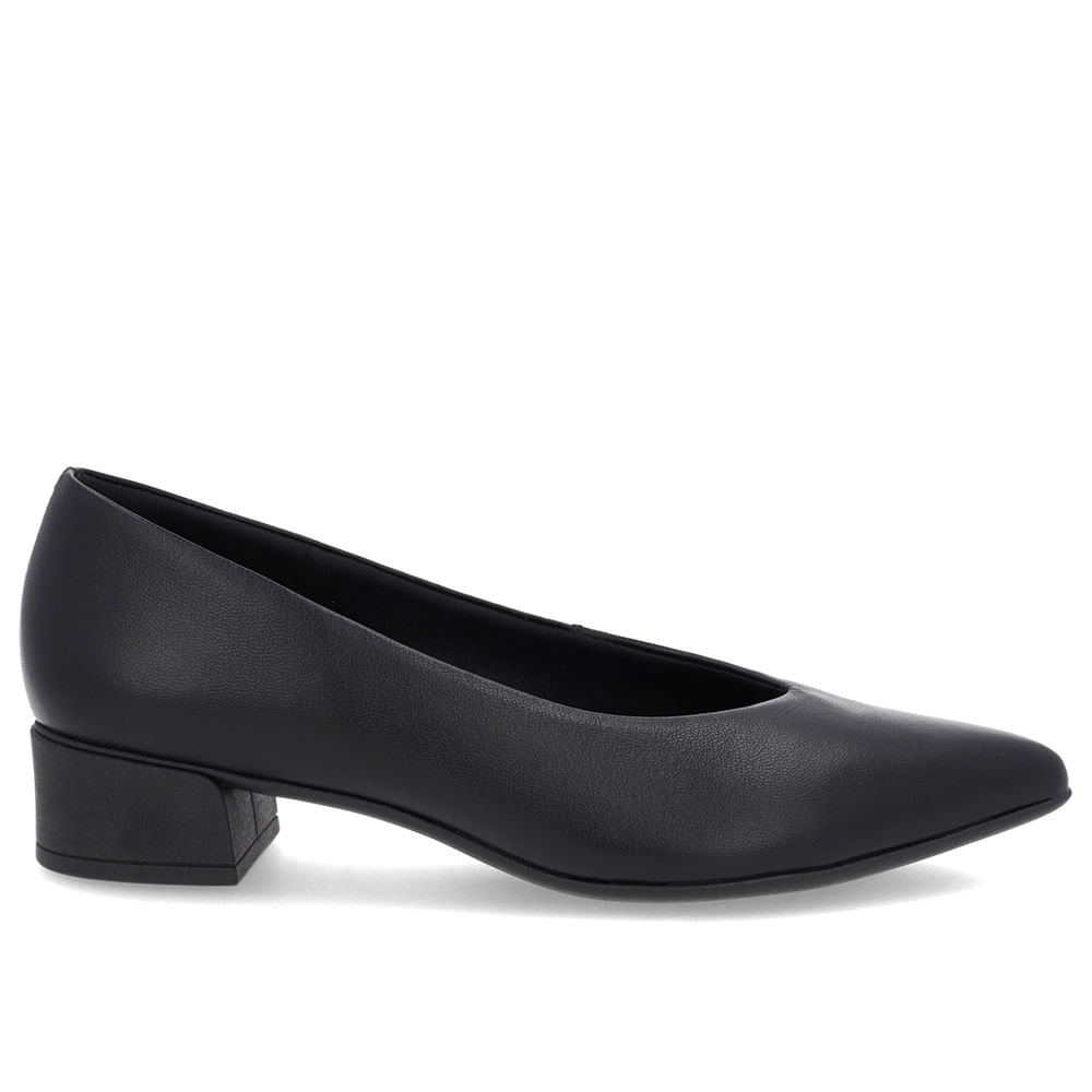 Scarpin Preto Couro Bico Fino Preto 1