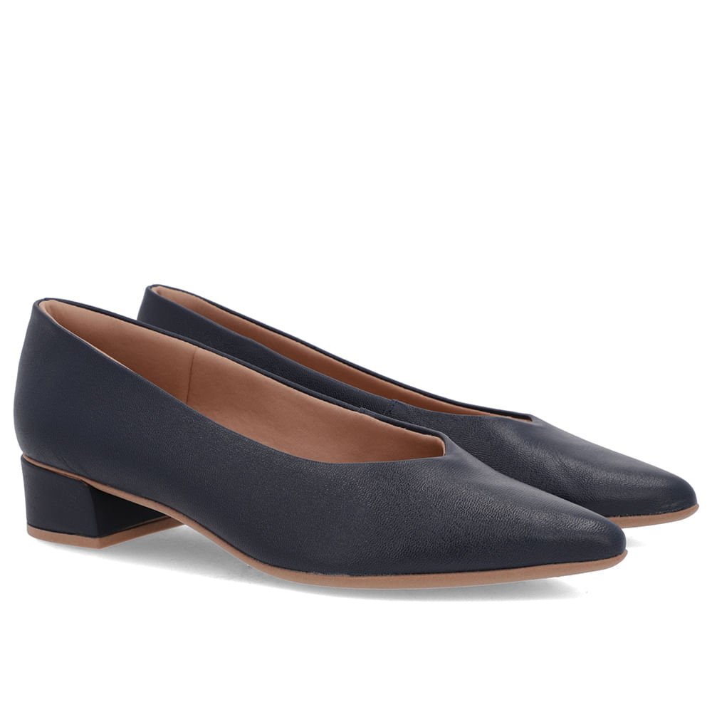 Scarpin Azul Couro Bico Fino Azul 2