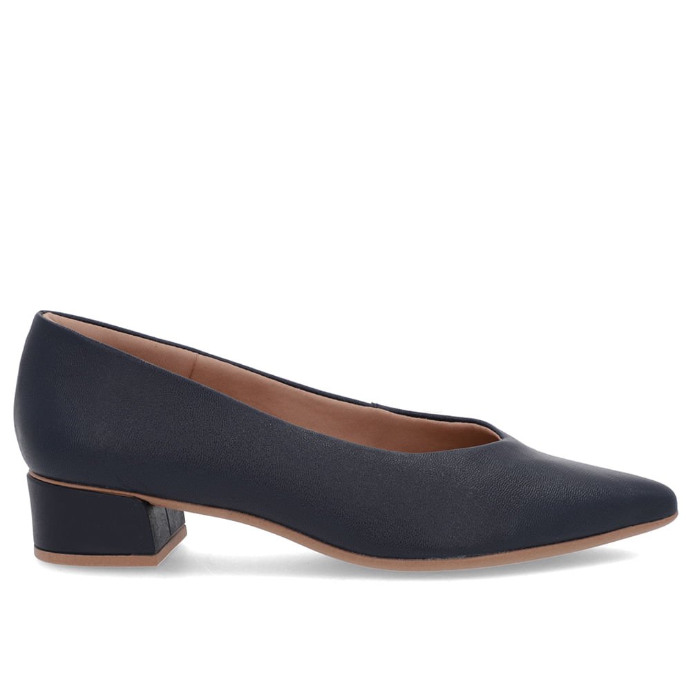 Scarpin Azul Couro Bico Fino