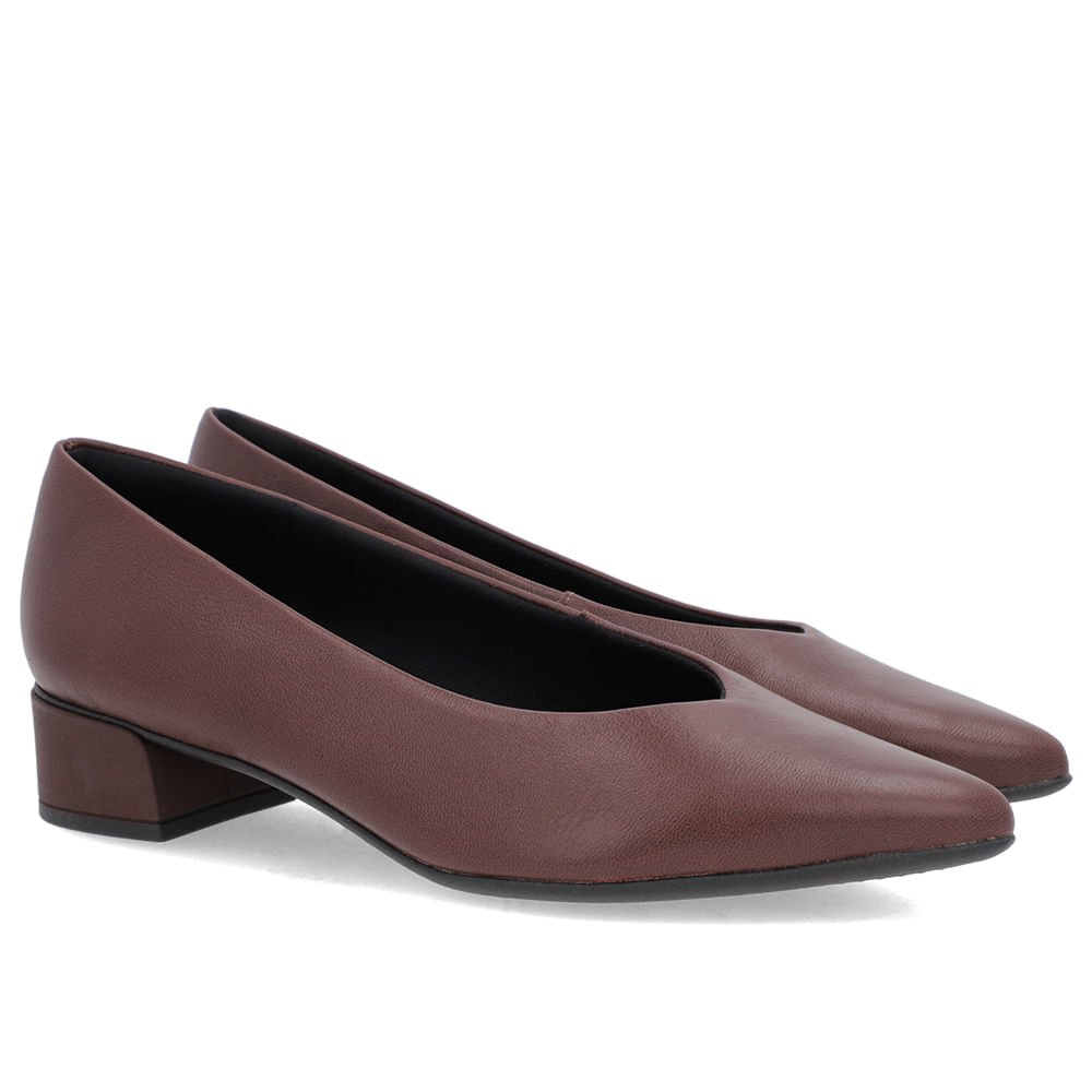 Scarpin Marrom Pinhão Couro Bico Fino Marrom Pinhão 2