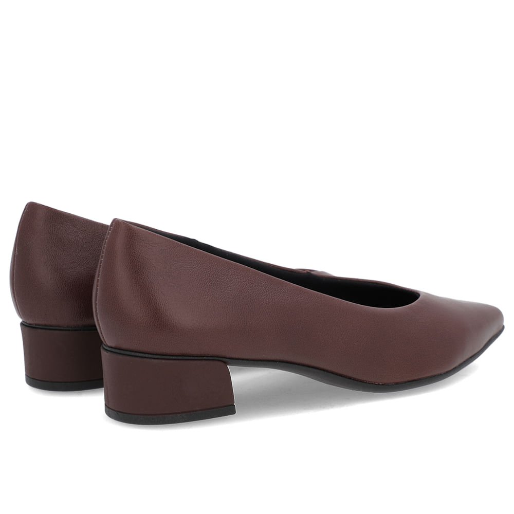 Scarpin Marrom Pinhão Couro Bico Fino Marrom 3