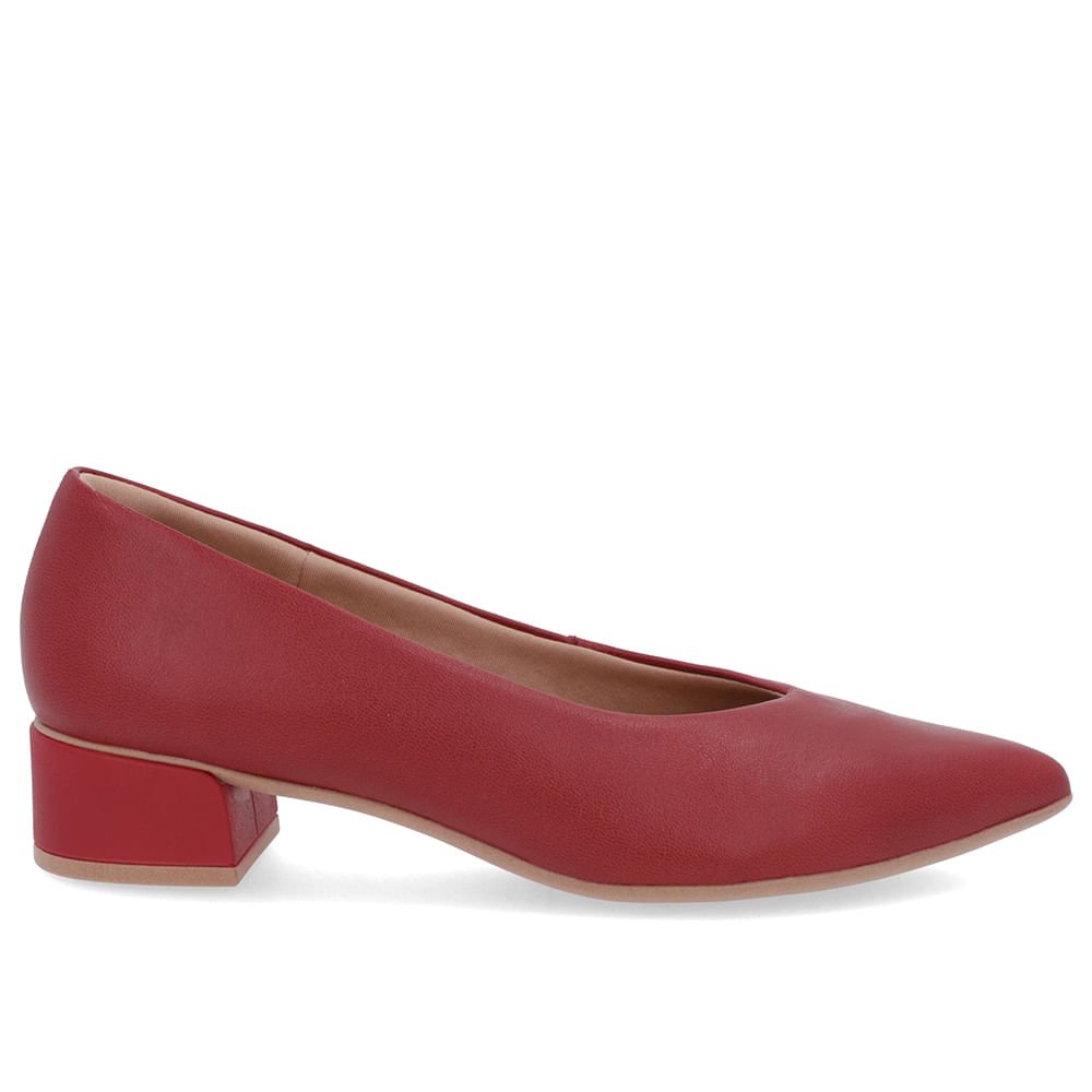Scarpin Vermelho Couro Bico Fino