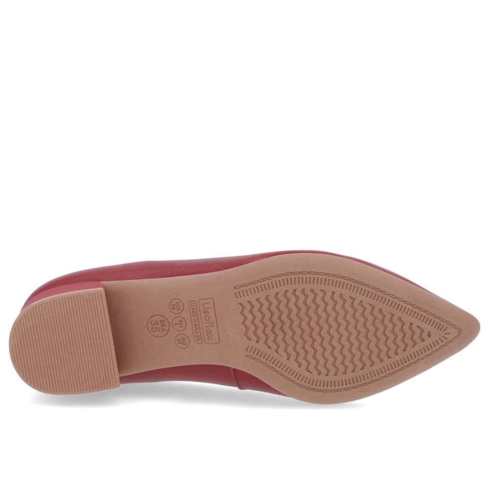 Scarpin Vermelho Couro Bico Fino Vermelho 5