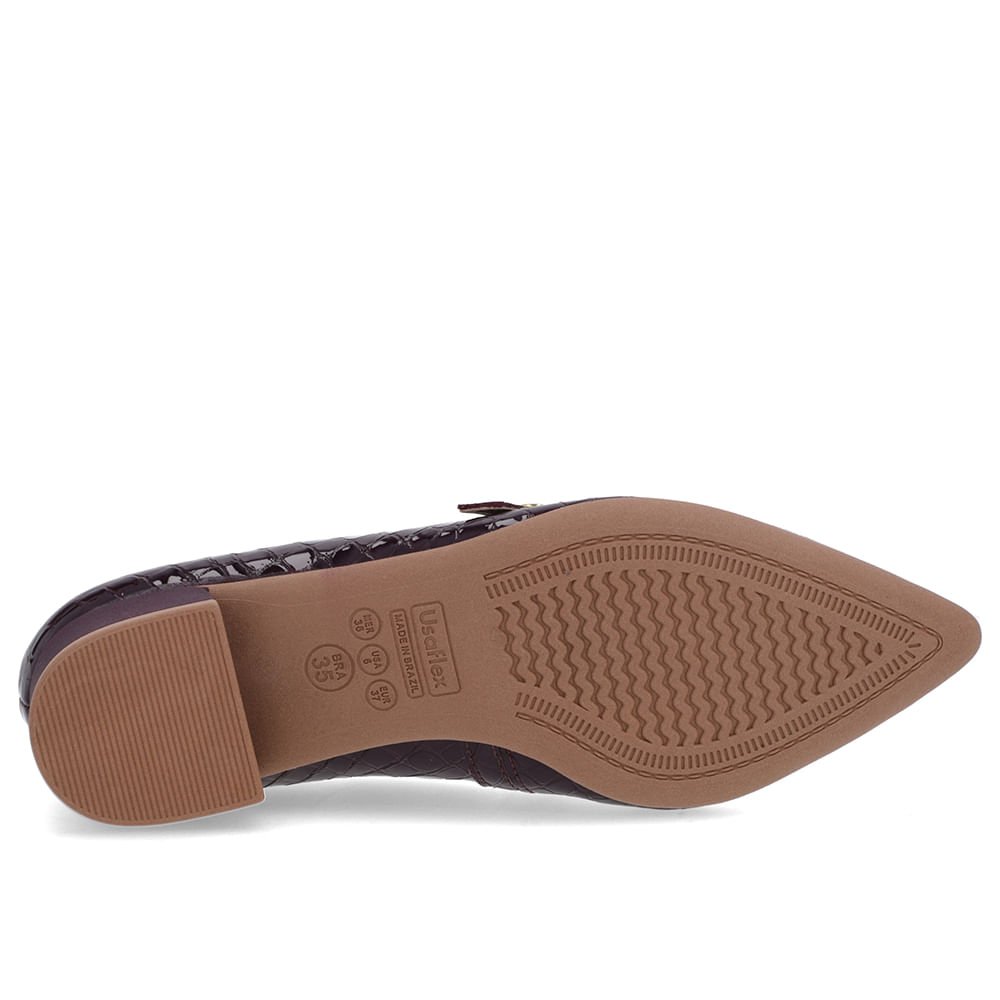 Scarpin Roxo Couro Croco Bico Fino Tira Roxo 5
