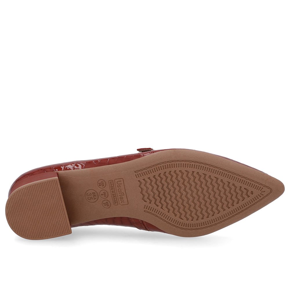 Scarpin Marrom Couro Croco Bico Fino Tira Marrom 5