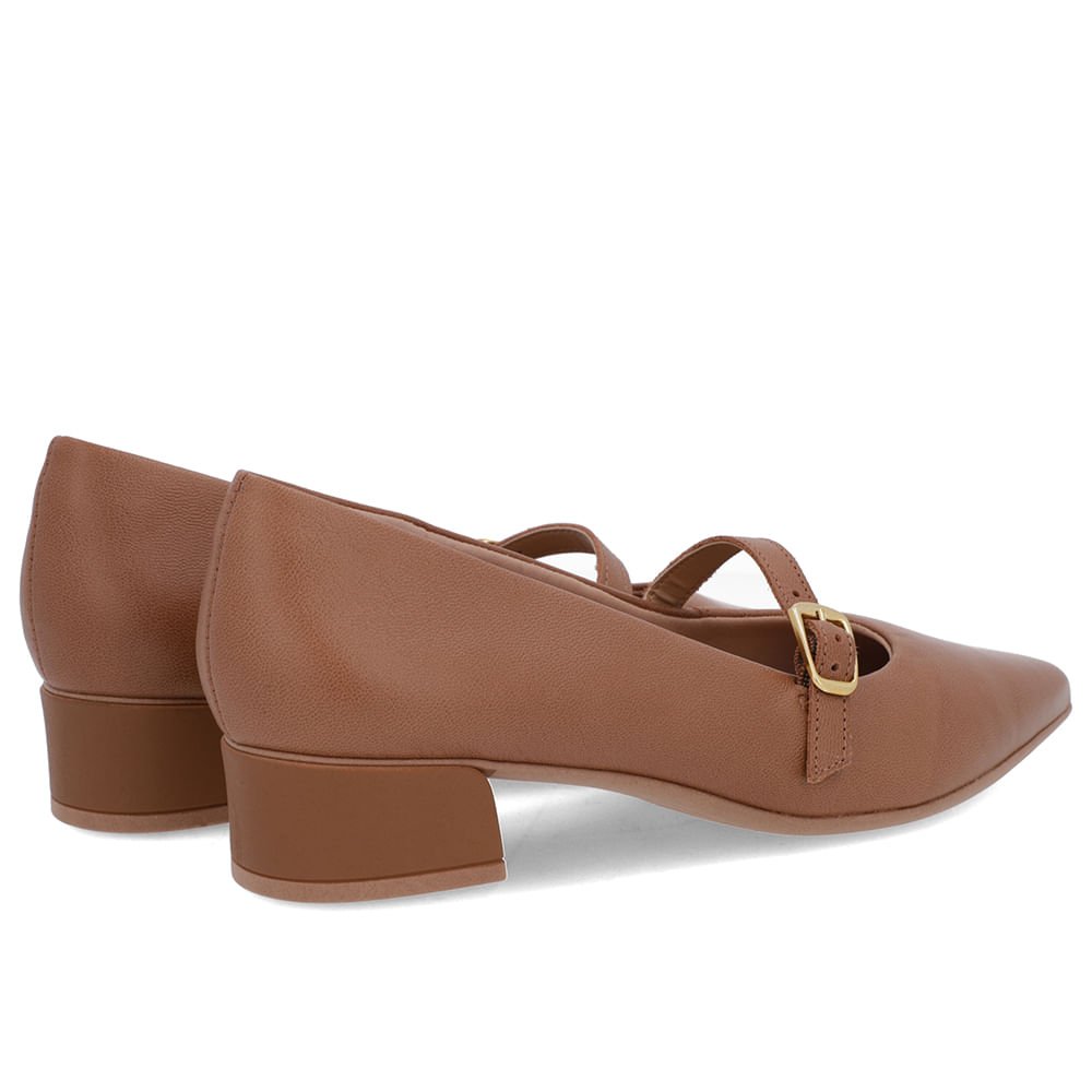 Scarpin Marrom Caramelo Couro Bico Fino Tira Marrom 3