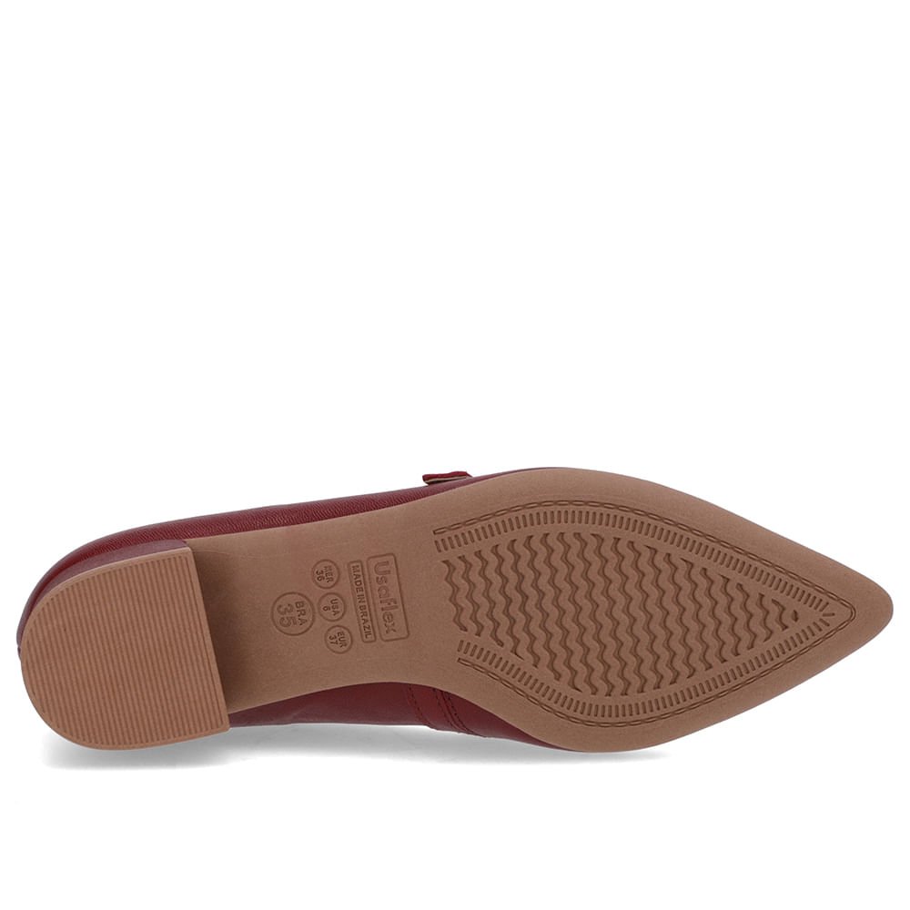 Scarpin Vermelho Couro Bico Fino Tira Vermelho 5