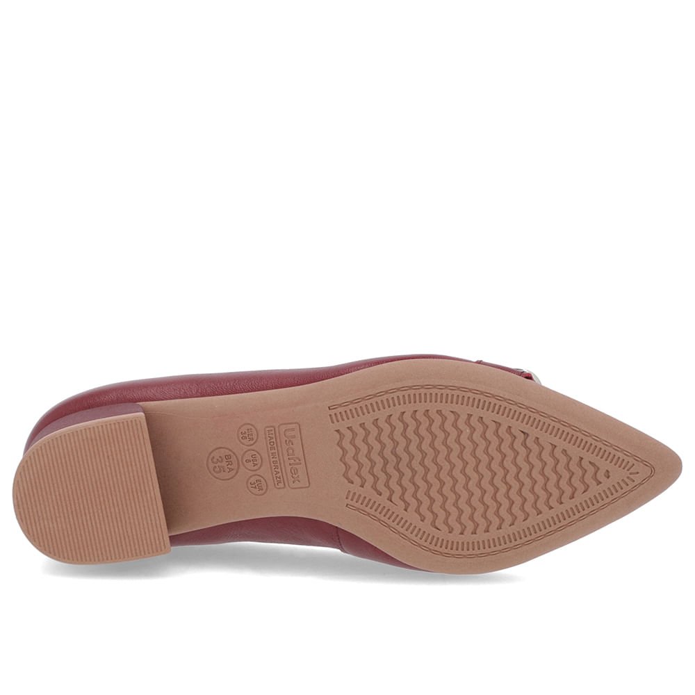 Scarpin Vermelho Couro Bico Fino Fivela Vermelho 5