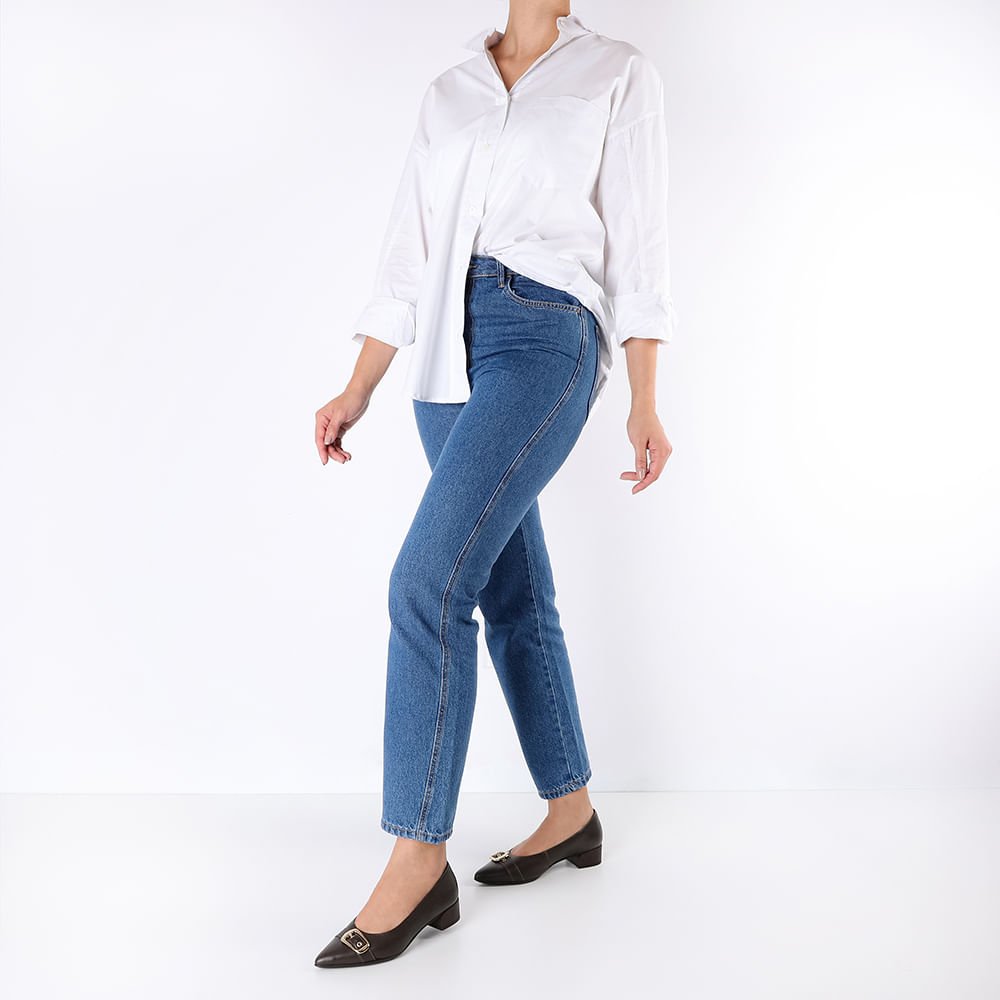 Scarpin Marrom Ganache Couro Bico Fino Fivela Marrom 4