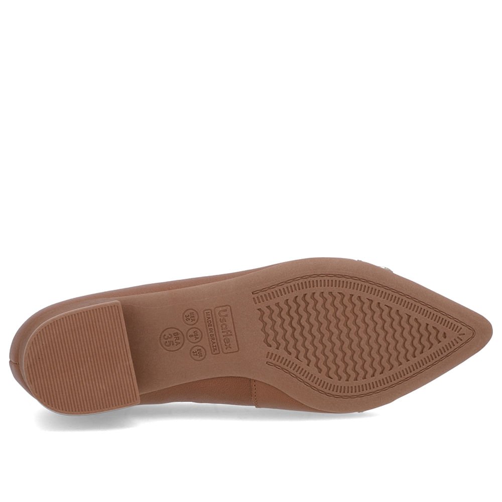 Scarpin Marrom Caramelo Couro Bico Fino Fivela Marrom 5